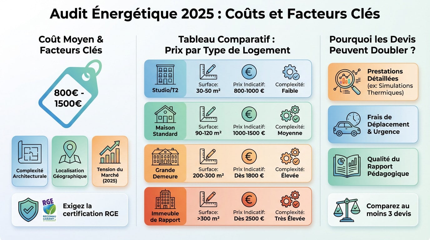 Estimation des coûts d'un audit énergétique en 2025 pour différents types de logements