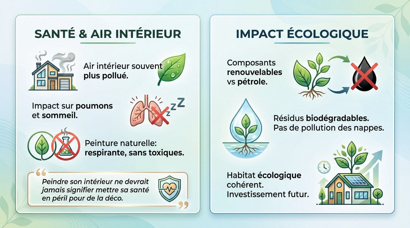 Comparaison des avantages santé et écologie entre peinture naturelle et synthétique