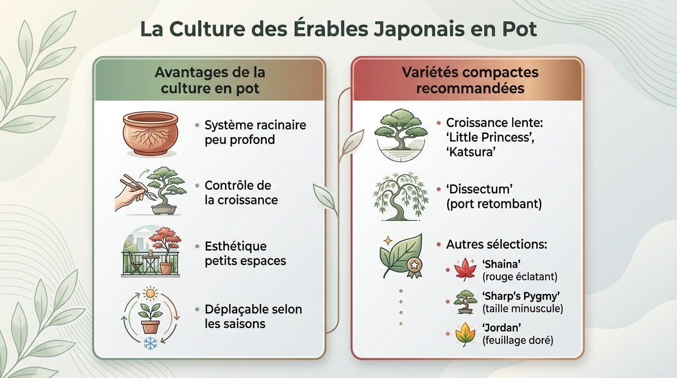 Érable du Japon cultivé en pot sur une terrasse