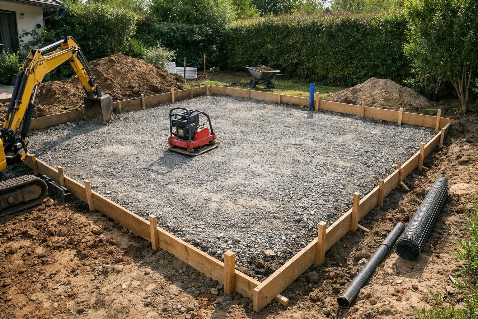 apprenez étape par étape comment couler une dalle en béton directement sur la terre pour construire une fondation solide et durable.