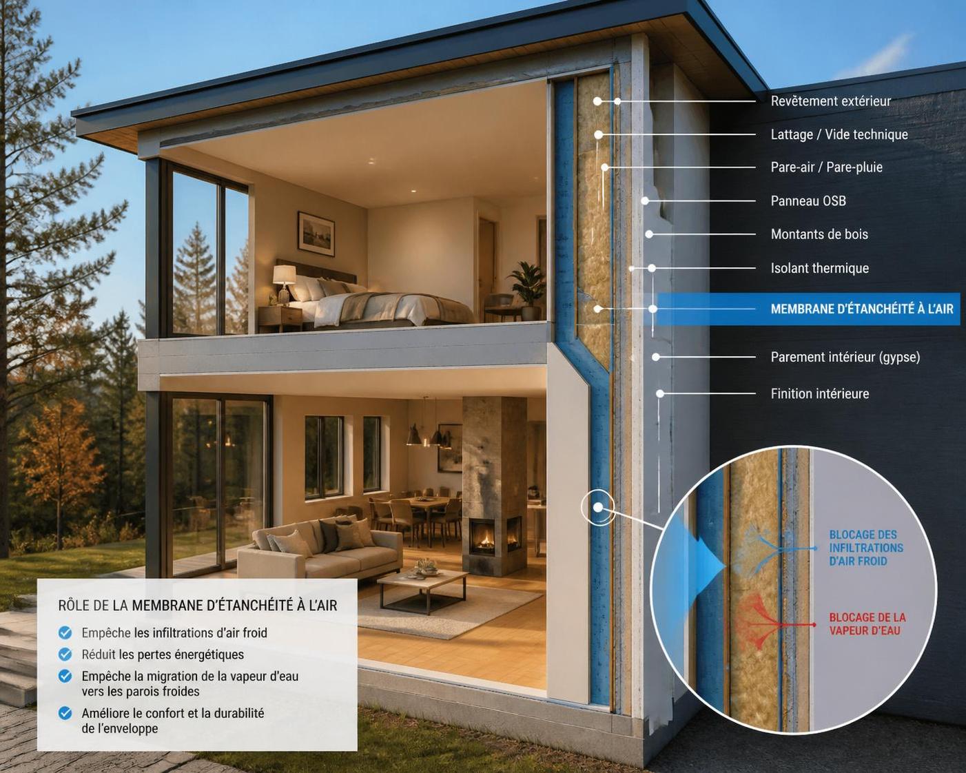 découvrez l'importance de la membrane d’étanchéité à l’air pour améliorer le confort, l'efficacité énergétique et la durabilité de votre habitat.