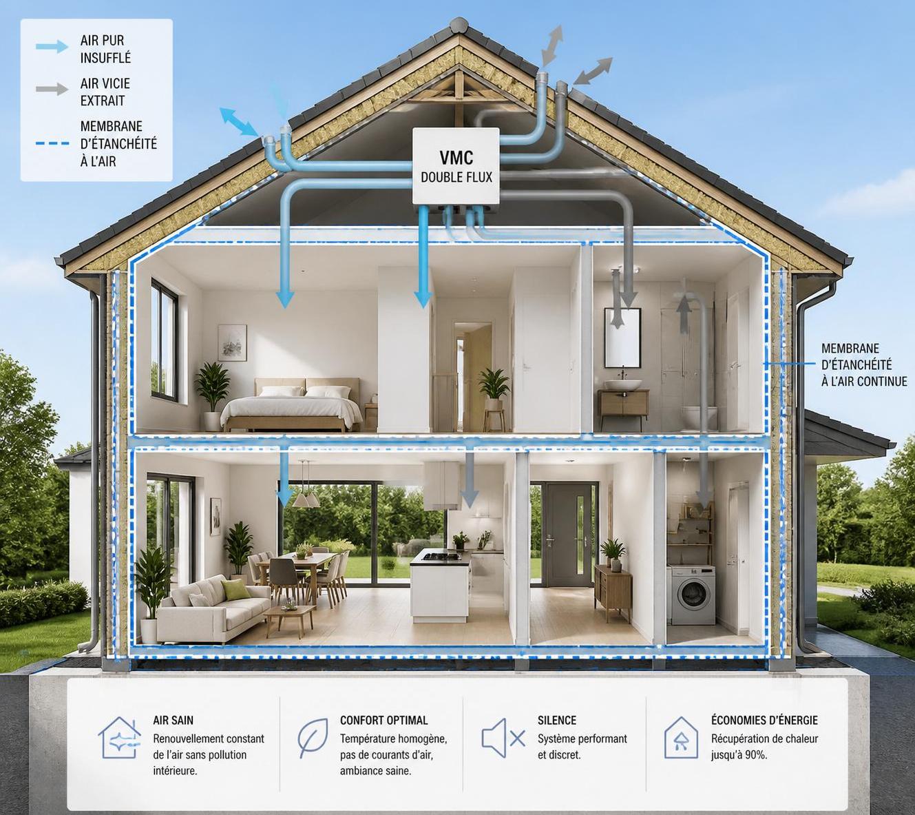 découvrez l'importance de la membrane d’étanchéité à l’air dans votre habitat et comment elle améliore le confort, réduit les pertes d’énergie et protège votre maison.